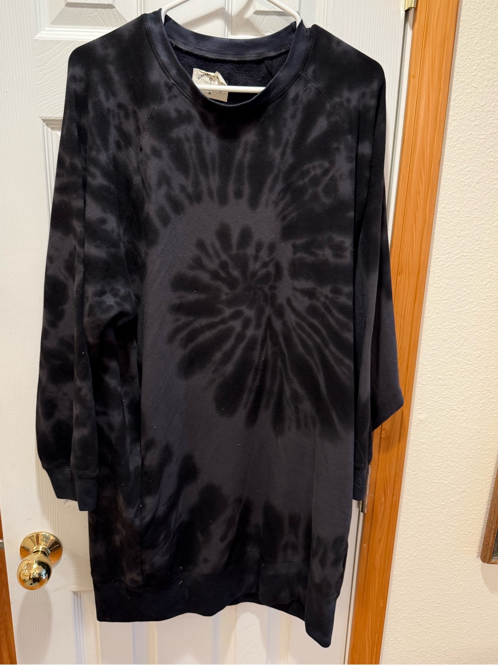 Electric & Rose Tie Dye Sweatshirt Dress Pockets Black Gray Womenâs Med $180